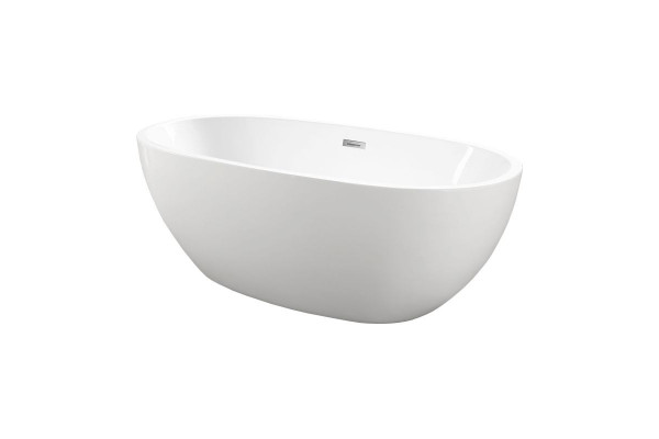 Ванна акриловая Vincea VBT-509 165 x 75 см, слив-перелив хром в комплекте, белая, VBT-222, овальная, отдельностоящая