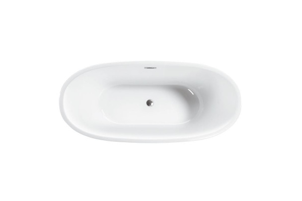 Ванна акриловая Vincea VBT-509 165 x 75 см, слив-перелив хром в комплекте, белая, VBT-222, овальная, отдельностоящая