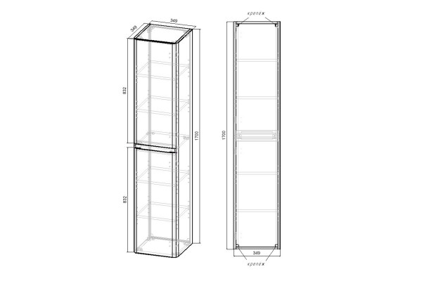 Шкаф пенал Vincea Vico 35 VSC-2V170GW подвесной G.White с дверками