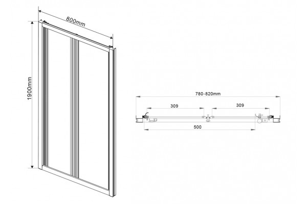 Душевая дверь Vincea Garda VDB-1G800CH 80x190 профиль хром, стекло рифленое, складная
