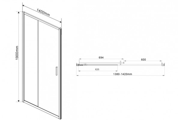 Душевая дверь Vincea Garda VDS-1G140CLB 140x190 профиль черный, стекло прозрачное, раздвижная