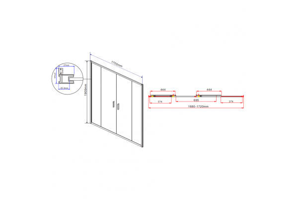 Душевая дверь Vincea Garda VDS-1G2170CL 170x190 профиль хром, стекло прозрачное, раздвижная