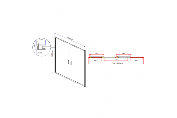 Душевая дверь Vincea Garda VDS-1G2180CL 180x190 профиль хром, стекло прозрачное, раздвижная