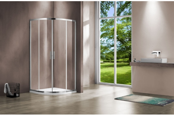 Душевой уголок Vincea Garda VSQ-1G900CL 90x90х190 профиль хром, стекло прозрачное, четверть круга, двери раздвижные