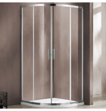 Душевой уголок Vincea Garda VSQ-1G100CL 100x100х190 профиль хром, стекло прозрачное, четверть круга, двери раздвижные