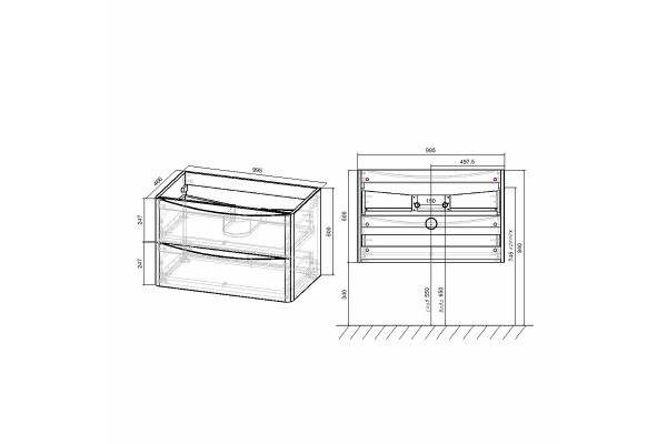Тумба для комплекта Vincea Paola 100 VMC-2P100RW подвесная R.Wood с ящиками,  в современном стиле
