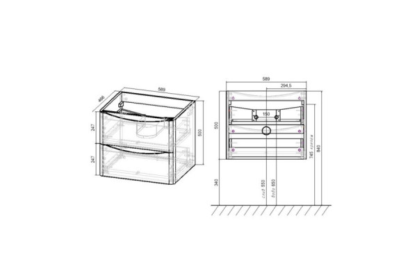 Тумба для комплекта Vincea Paola VMC-2P600RW подвесная R.Wood с ящиками,  в современном стиле