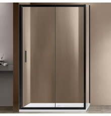 Душевой уголок Vincea Garda VSR-1G9014CLB 140х90х190 профиль черный, стекло прозрачное, прямоугольный, двери раздвижные