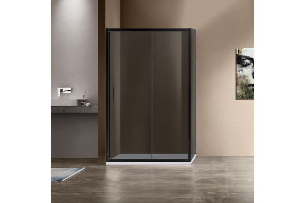 Душевой уголок Vincea Garda VSR-1G9012CGB 120х90х190 профиль черный, стекло тонированное, прямоугольный, двери раздвижные