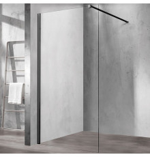Душевая перегородка Vincea Walk-In VSW-1H100CLB 100х200 профиль чёрный, стекло прозрачное в современном стиле