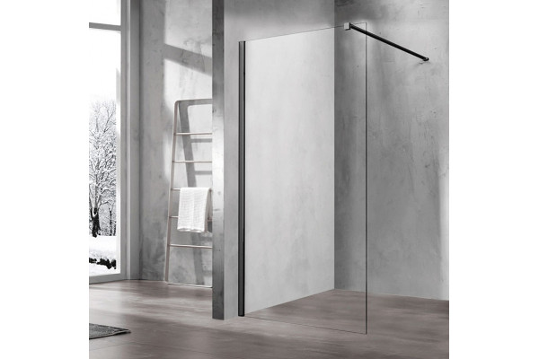Душевая перегородка Vincea Walk-In VSW-1H100CLB 100х200 профиль чёрный, стекло прозрачное в современном стиле