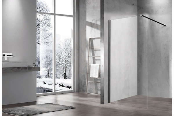 Душевая перегородка Vincea Walk-In VSW-1H100CLB 100х200 профиль чёрный, стекло прозрачное в современном стиле