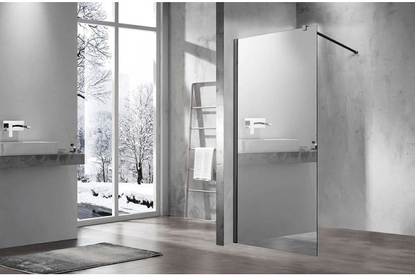 Душевая перегородка Vincea Walk-In VSW-1H900MRB 90х200 профиль чёрный, стекло зеркальное в современном стиле
