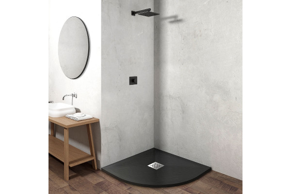 Душевой поддон из искусственного камня Vincea 90x90 VST-4SQ9090A чёрный четверть круга,  в современном стиле