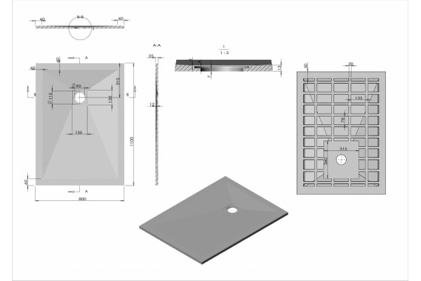 Душевой поддон из искусственного камня Vincea VST-4SR8011W 110x80 белый, матовый, прямоугольный