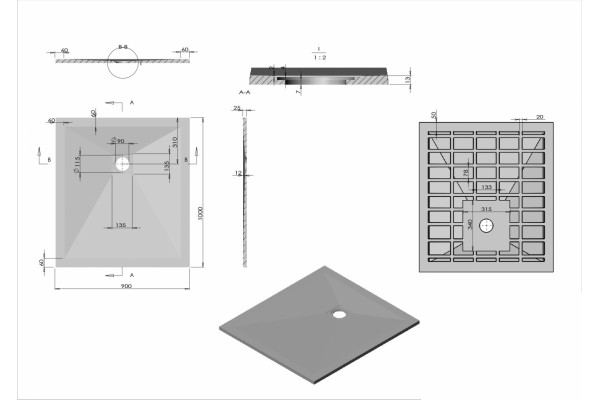Душевой поддон из искусственного камня Vincea VST-4SR9010W 100x90 белый, матовый, прямоугольный
