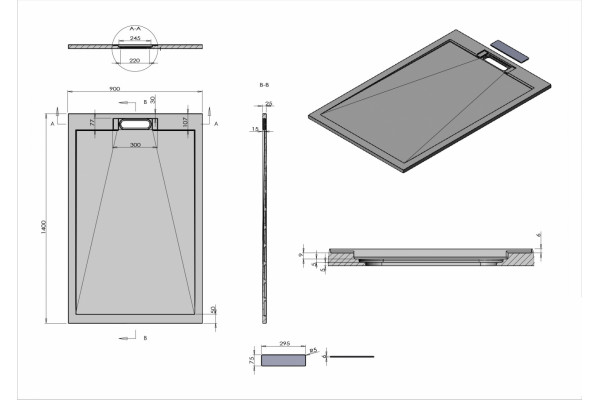 Душевой поддон из искусственного камня Vincea VST-4SRL9014W 140x90 белый, матовый, прямоугольный