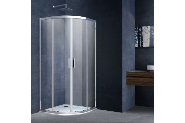 Душевой уголок Vincea Alpha VSQ-3AL900CL 90х90х190 профиль хром, стекло прозрачное, четверть круга, двери раздвижные