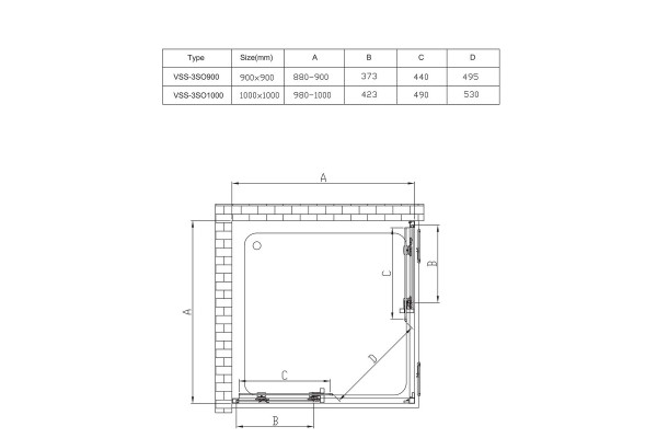Душевой уголок Vincea Soft VSS-3SO900CLB 90x90х195 профиль чёрный, стекло прозрачное, квадратный, двери раздвижные