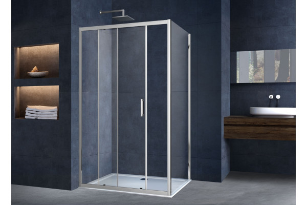 Душевой уголок Vincea Alpha VSR-3AL8010CL 100x80х190 профиль хром, стекло прозрачное, прямоугольный, двери раздвижные
