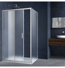 Душевой уголок Vincea Alpha VSR-3AL8010MT 100x80х190 профиль хром, стекло рифленое, прямоугольный, двери раздвижные