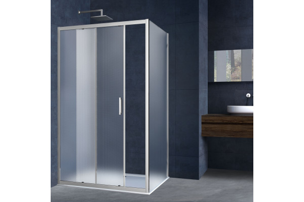 Душевой уголок Vincea Alpha VSR-3AL8012MT 120x80х190 профиль хром, стекло рифленое, прямоугольный, двери раздвижные