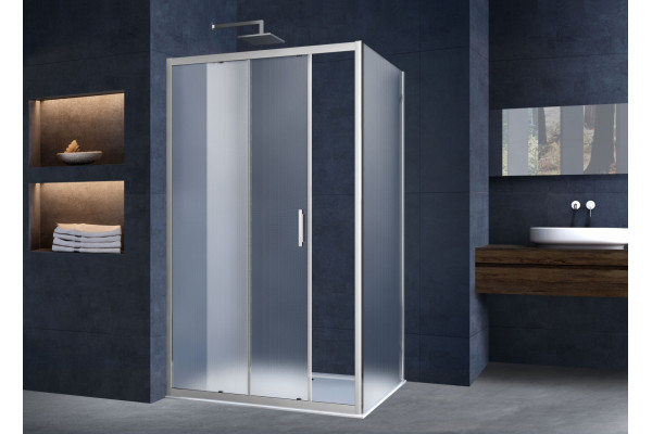 Душевой уголок Vincea Alpha VSR-3AL9013MT 130x90х190 профиль хром, стекло рифленое, прямоугольный, двери раздвижные