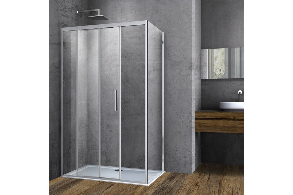 Душевой уголок Vincea Soft VSR-3SO8010CL 100x80х195 профиль хром, стекло прозрачное, прямоугольный, двери раздвижные