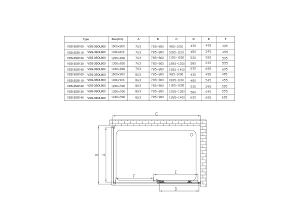 Душевой уголок Vincea Soft VSR-3SO8014CL 140x80х195 профиль хром, стекло прозрачное, прямоугольный, двери раздвижные
