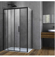 Душевой уголок Vincea Soft VSR-3SO9012CLB 120x90х195 профиль чёрный, стекло прозрачное, прямоугольный, двери раздвижные