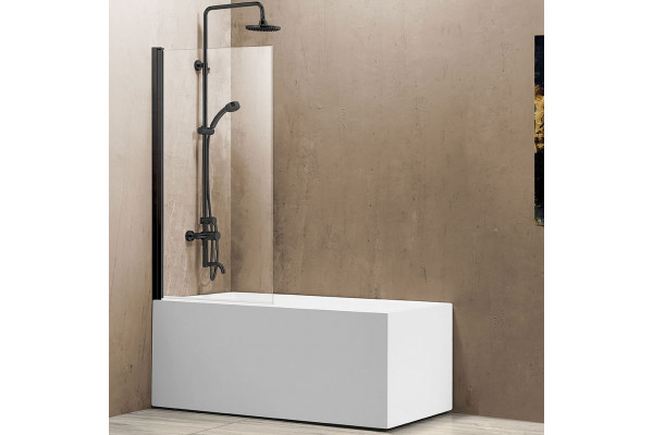 Шторка на ванну Vincea VSB-11800CLB 80x140 профиль чёрный, стекло прозрачное, распашная