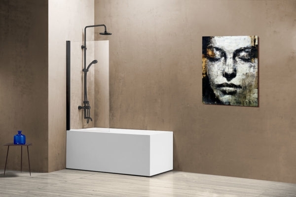 Шторка на ванну Vincea VSB-11800CLB 80x140 профиль чёрный, стекло прозрачное, распашная