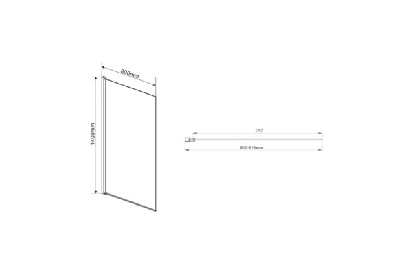 Шторка на ванну Vincea VSB-11800CLB 80x140 профиль чёрный, стекло прозрачное, распашная