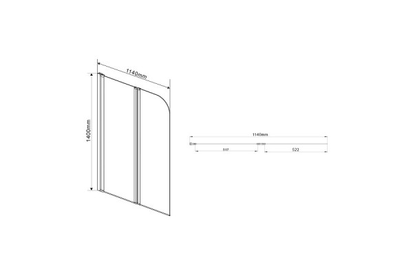 Шторка на ванну Vincea VSB-12114CH-R 114x140 профиль хром, стекло рифленое, складная, правая