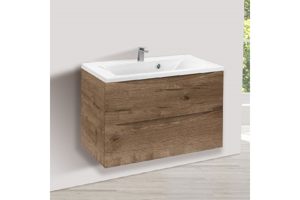 Тумба с раковиной Vincea Mia 80 подвесная V.Oak , с ящиками,  в современном стиле