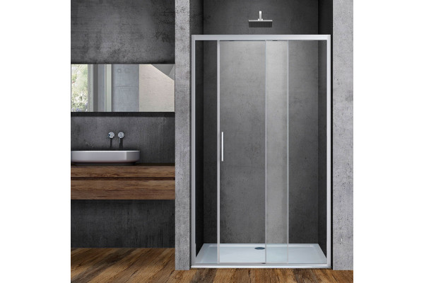 Душевая дверь в нишу Vincea Soft VDS-3SO100CL 100 см, стекло прозрачное, хром, раздвижная, с покрытием анти-капля