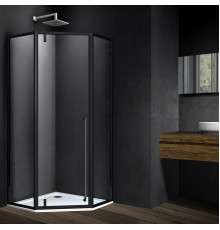 Душевой уголок Vincea Penta VSP-3P100CLB 100x100, профиль чёрный, стекло прозрачное, двери распашные