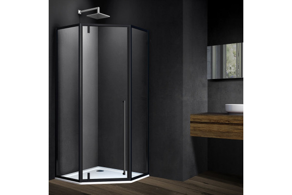 Душевой уголок Vincea Penta VSP-3P100CLB 100x100, профиль чёрный, стекло прозрачное, двери распашные