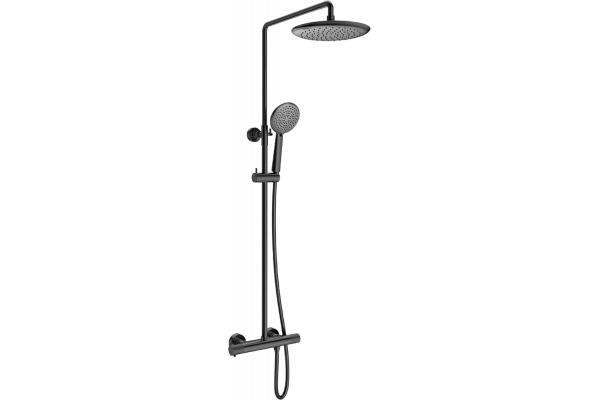 Душевая стойка Vincea Desire VSFS-1D0TGM с термостатом, вороненая сталь, цвет темный хром, штанга 119.02 см