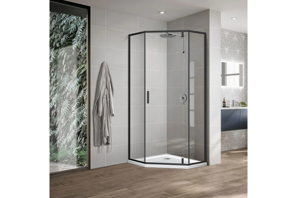 Душевой уголок Vincea Slim-U VSP-2SU900CLB 90x90 см, профиль черный, стекло прозрачное, двери распашные