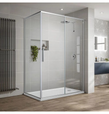 Душевой уголок Vincea Slim-U VSR-2SU9012CL 120x90 см, профиль хром, стекло прозрачное, прямоугольный, двери раздвижные