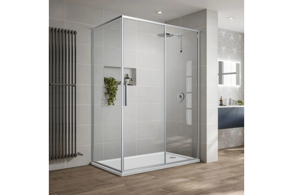 Душевой уголок Vincea Slim-U VSR-2SU9012CL 120x90 см, профиль хром, стекло прозрачное, прямоугольный, двери раздвижные