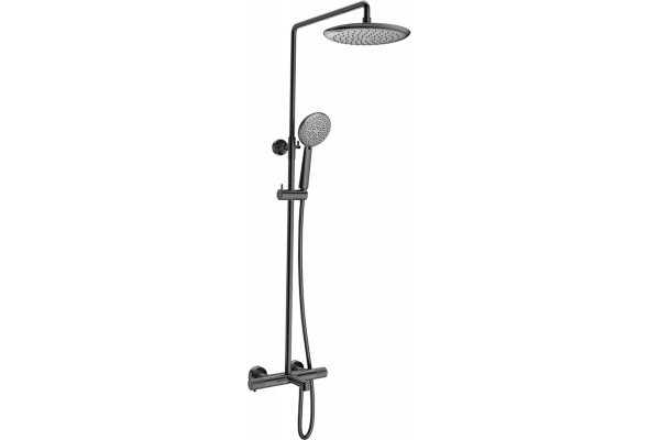Душевая стойка Vincea Desire VSFS-1D1TGM с термостатом, вороненая сталь, цвет темный хром, штанга 118.7 см