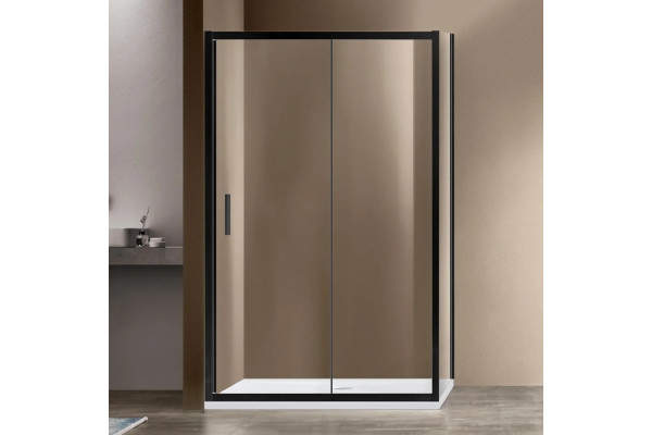 Душевой уголок Vincea Garda VSR-1G1012CLB 120x100 см, профиль черный, стекло прозрачное, двери раздвижные