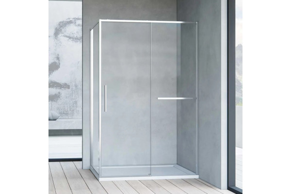 Душевой уголок Vincea Slim Soft VSR-1SS1013CL 130x100, профиль хром, стекло прозрачное, двери раздвижные, с покрытием анти-капля