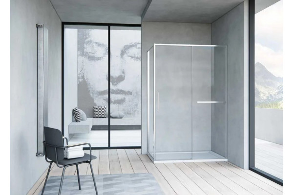 Душевой уголок Vincea Slim Soft VSR-1SS1013CL 130x100, профиль хром, стекло прозрачное, двери раздвижные, с покрытием анти-капля