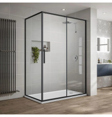 Душевой уголок Vincea Slim-U VSR-2SU9012CLB 120x90 см, профиль матовый черный, стекло прозрачное, прямоугольный, двери раздвижные