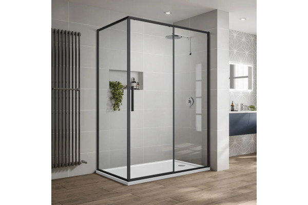 Душевой уголок Vincea Slim-U VSR-2SU9012CLB 120x90 см, профиль матовый черный, стекло прозрачное, прямоугольный, двери раздвижные