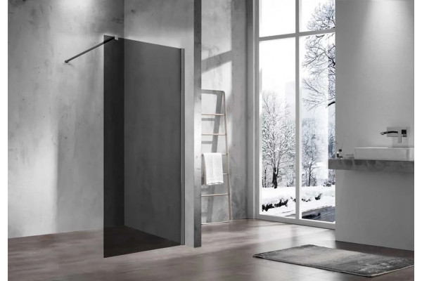 Душевая перегородка Vincea Walk-in VSW-1H800CGGM 80 см, профиль вороненая сталь, стекло тонированное в современном стиле
