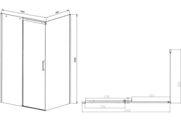 Душевой уголок Vincea Dice VSR-4D8013CL 130х80 см, профиль хром, двери раздвижные, стекло прозрачное